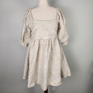 Mittoshop Floral Print Jacquard Cottagecore Boho Peasant Fairy Dress Size M #590